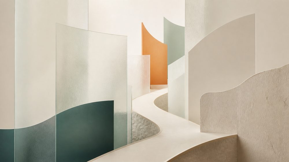 Abstract architectural corridor in the MelnAI palette