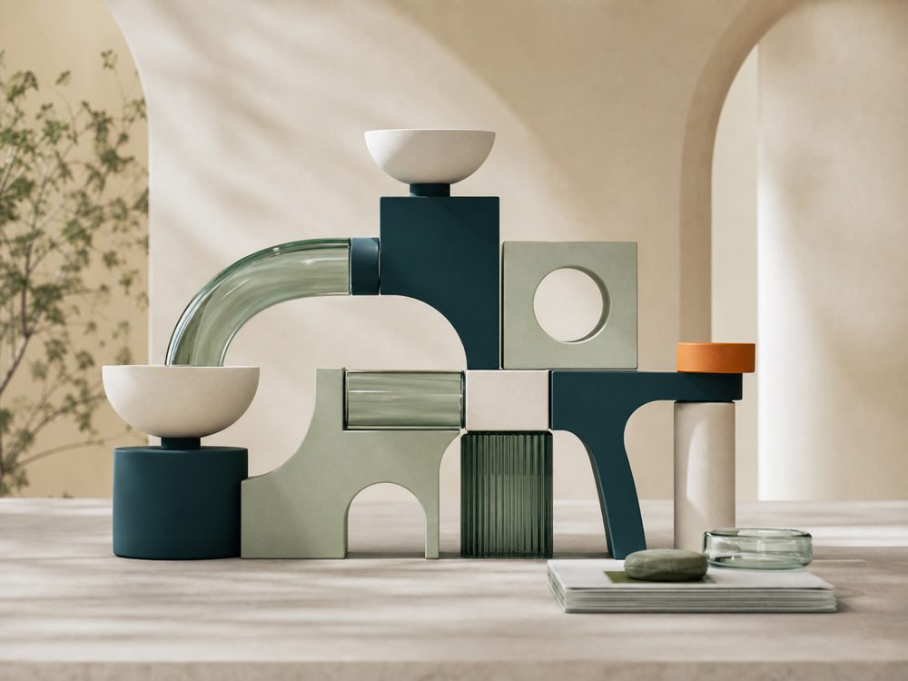 Abstract modular still life in the MelnAI palette